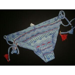 NWT Victoria's Secret XS bikini bottom Blue red star pendants tie dye REVERSIBLE